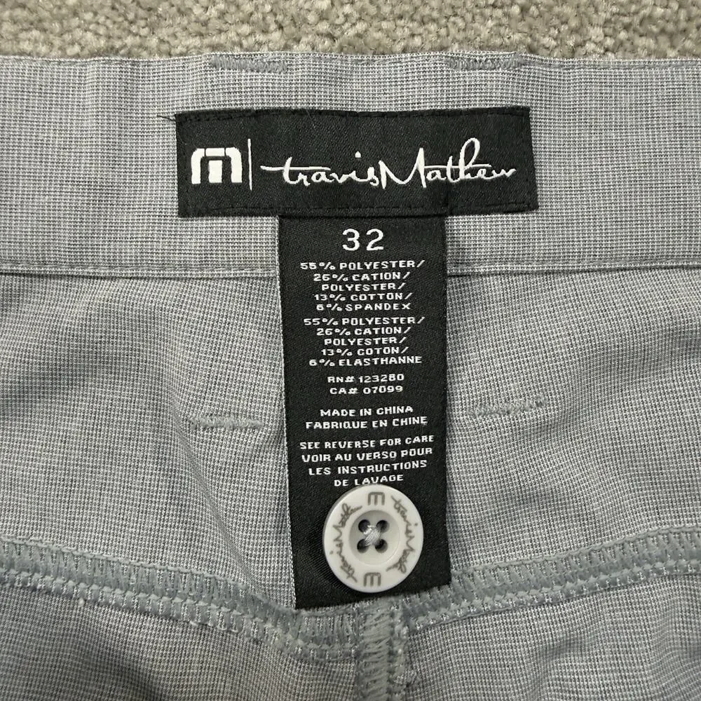 TravisMathew Mens Stretch Performance Golf Pants Five Pocket‎ Light Grey Size 32